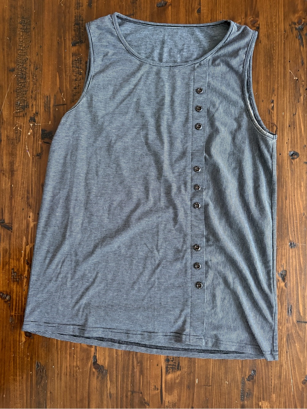 Striped Button-Front Sleeveless Tank Top